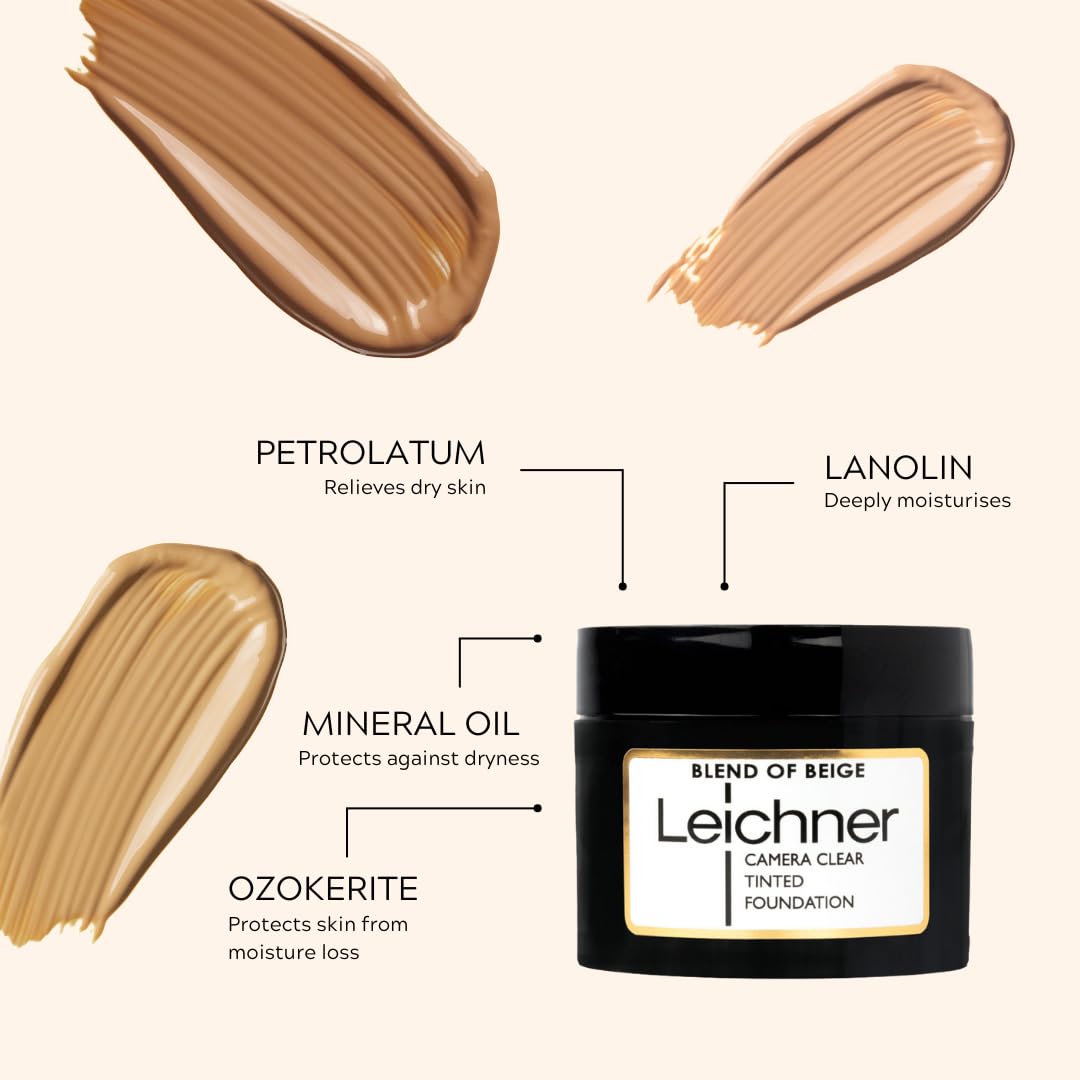 Leichner Camera Clear Tinted Foundation in BEIGE | Full Coverage Hydrating Foundation for a Smooth, Natural-Looking Finish | Buildable & Long-Lasting Makeup | 30ml