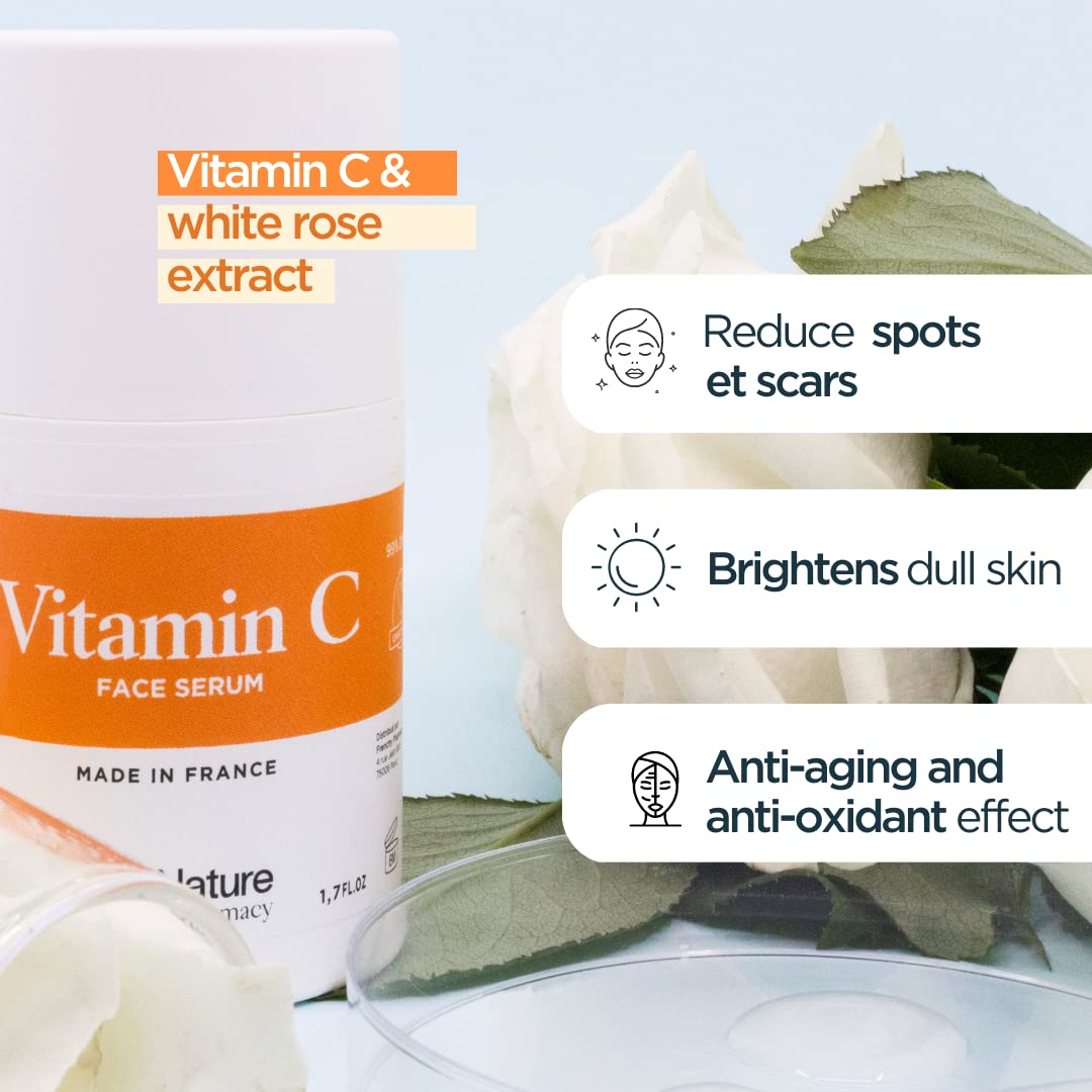 Vitamin C Brightening Serum 50 ML - 99% Natural Ingredients for Sensitive Skin - Pigmentation Serum - Antioxidant Serum & Dark Spot Remover for Face - Anti Ageing Serum for Face for Women and Men