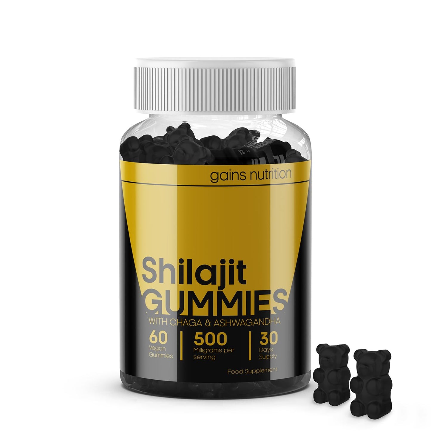 Shilajit Gummies High Strength with Chaga and Ashwagandha, Himalayan Shilajit for Energy, Immunity & Focus, Sugar-Free