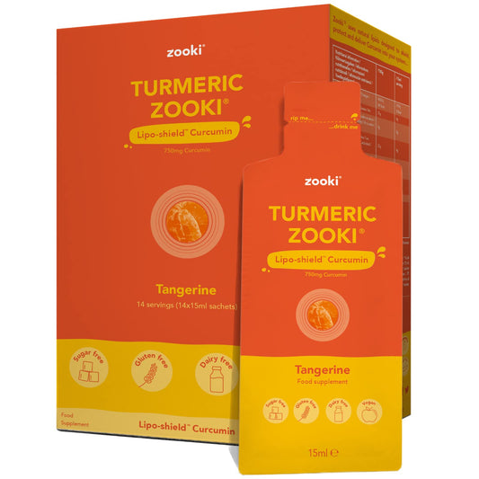 Zooki® Liquid Turmeric | Turmeric Shots Contains 750mg Full Spectrum Curcumin Per 15ml Sachet (Tangerine Flavour, 14 Servings)