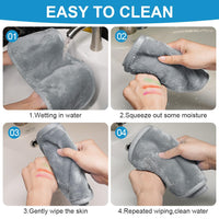 URAQT 5 Pack Face Cloths Make Up Remover Microfibre Face Wipes for Reusable Makeup Remover Cloth Washable Ultra Soft Facial Cleansing Wipe Cloths (Grey)