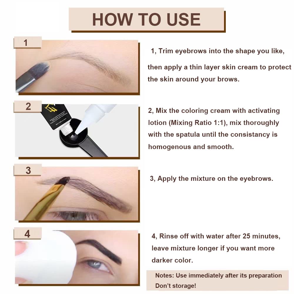 SHEEYOON Eyebrow Dye Kit, Professional Update Formula Brow Eyelash Tint Cream, Natural Semi Permanent Brows Color Long last for 4 weeks (Maroon)
