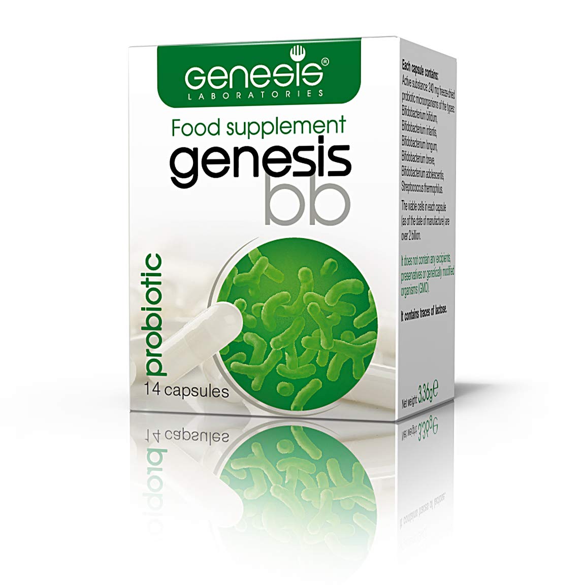 Genesis Unique Combination strains Bifidobacterium Complex BB Probiotic 14 Capsules of 240 Mg-Bifidum;Infantis;Longum;Breve;Adolescentis