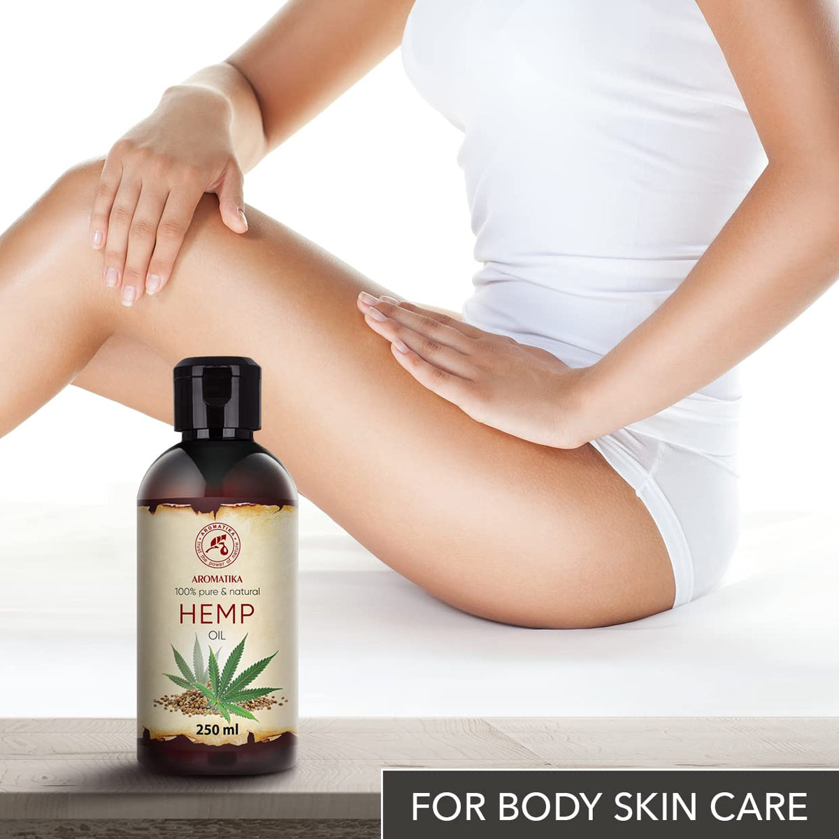 AROMATIKA trust the power of nature Hemp Oil 250ml - 100% Natural & Pure Cold Pressed Carrier Oil - Used for Skin Care - Haircare - Massage - Cosmetics - Aluminum Bottle - Oils Hemp