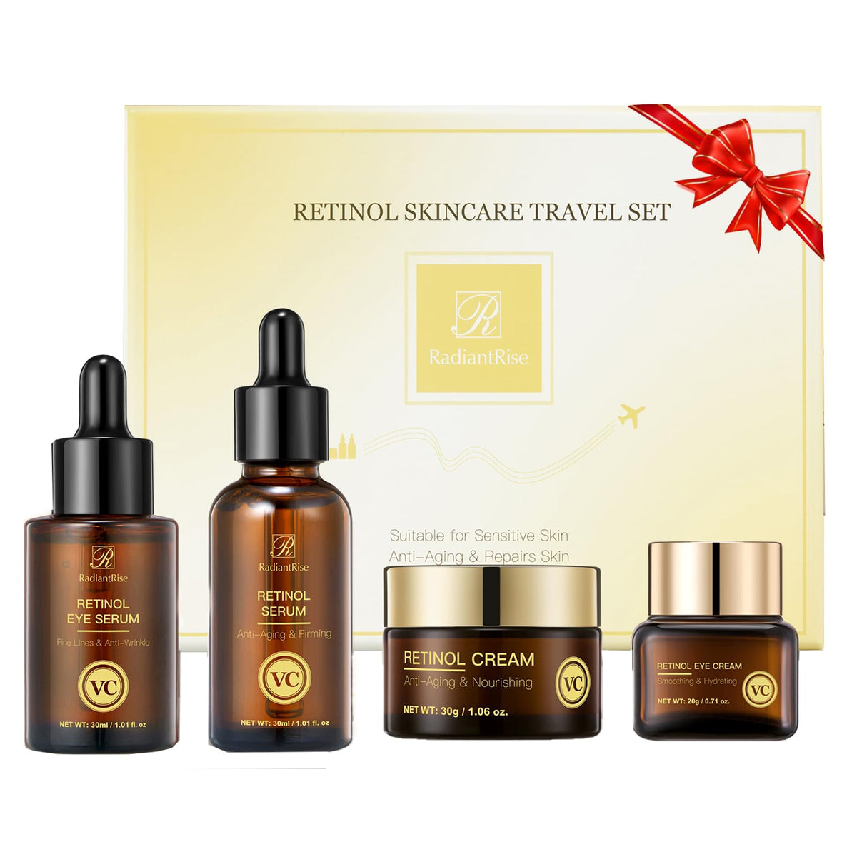 OKADY O'KADY Retinol Skincare Set,Anti Aging Skincare Routine Kit with Retinol Facial Essence, Eye Essence, Face Cream,Eye Cream,Facial Kit for Glowing Skin for Women with Valentine,Birthday,Halloween