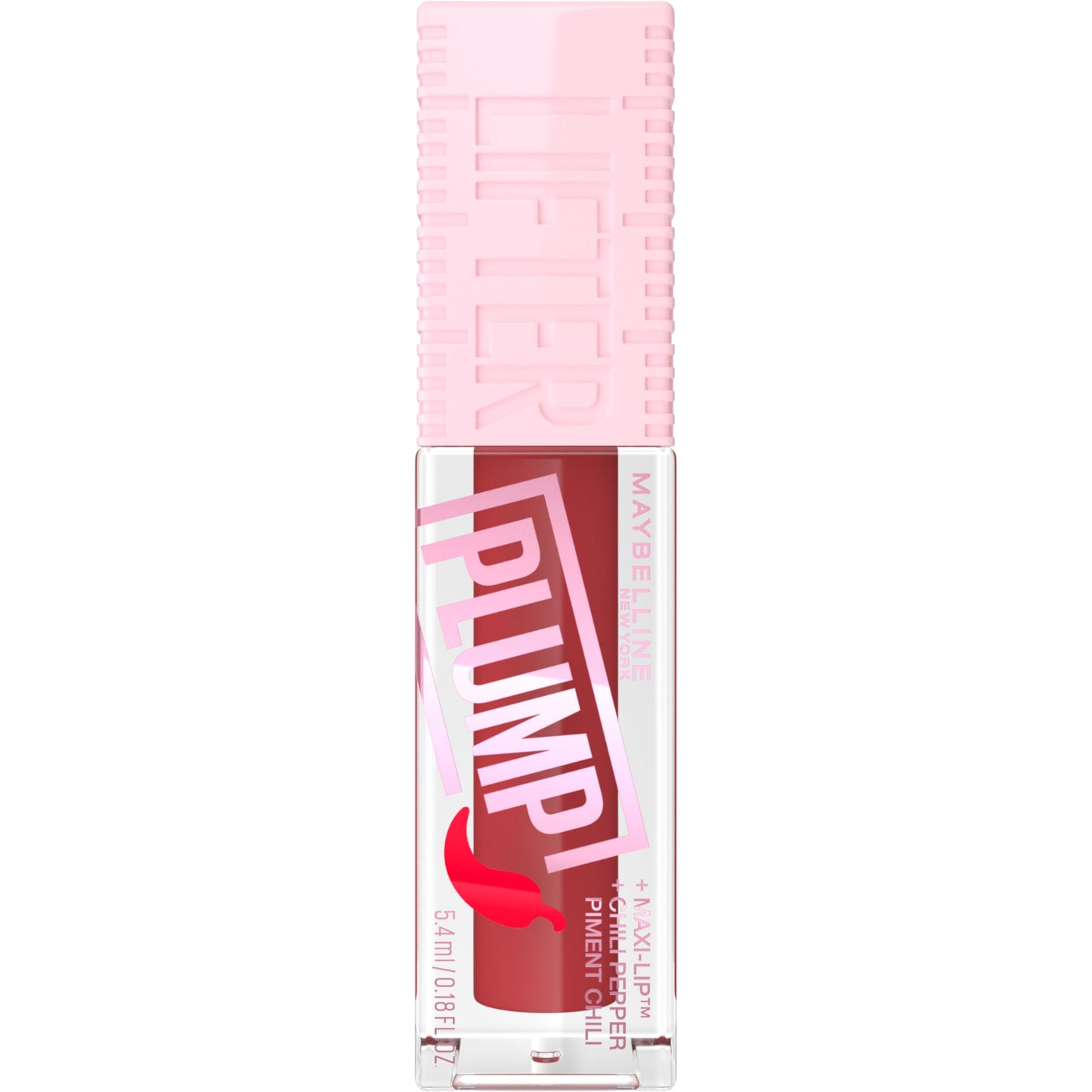 Maybelline New York, Lifter Plump Lip Gloss, Lasting Plump, Heated Formula with Hyaluronic Acid and Chilli Pepper, XL Wand, Vegan Formula, Shade: 006 Hot Chili