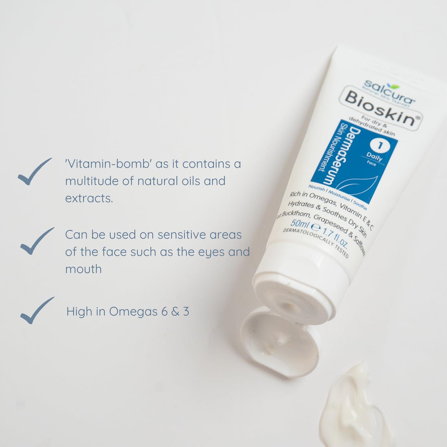 Salcura Natural Skin Therapy Bioskin Dermaserum, a Light Natural Face Serum for Those with Dry, Flaky & Sensitive Skin, 50ml