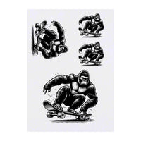 Azeeda 4 x 'Gorilla on a Skateboard' Temporary Tattoos - Water Resistant, Skin-Safe, Non-Toxic Transfers, Mixed Sizes (TO00070600)