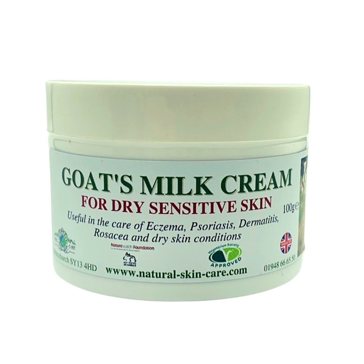 Elegance Natural Skin Care Goat's Milk Moisturising Cream 100g Psoriasis Eczema Dry Skin Dermatitis
