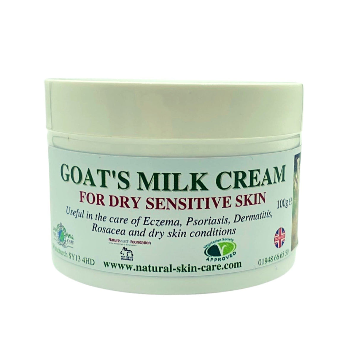 Elegance Natural Skin Care Goat's Milk Moisturising Cream 100g Psoriasis Eczema Dry Skin Dermatitis