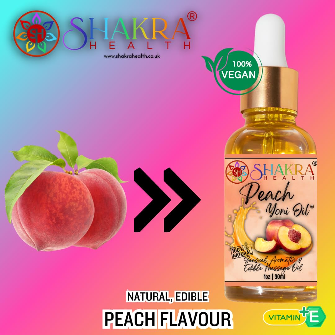 SH SHAKRA HEALTH Yoni Oil [Peach] 30ml – Organic & Vegan Non-Sticky Body Massage Oil for Women. Hydrating Skincare Moisturizer. Non-Greasy for Comfort.