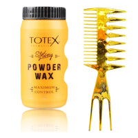 Totex Hair Styling Matte Powder Wax 20g + Wide Tooth Gold Comb No2 | Volumizing Texturising Dust Powder | Strong Hold Matte Finish | Hair & Beard Styling Kit for Men & Women