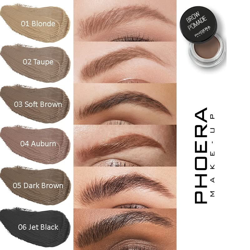 Phoera PHOERA Eyebrow Pomade Waterproof 24 Hours Long Lasting Sweat Resistant Brow 6 Colours Cream Gel (01 Blonde)