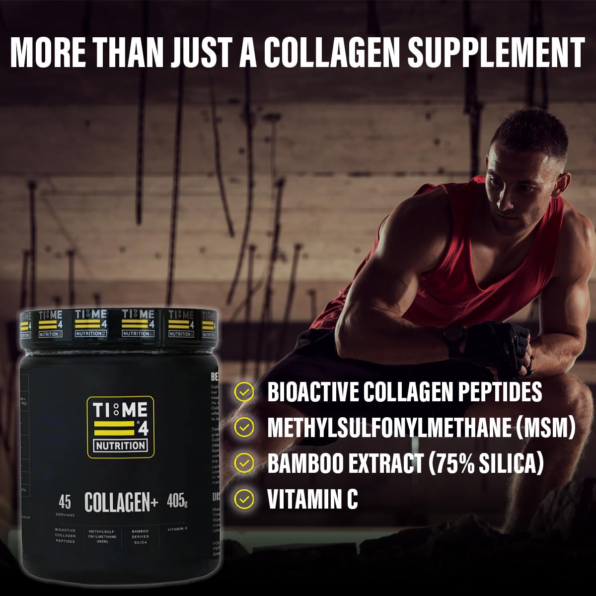 Time 4 Nutrition Time 4 Collagen + 45 Servings – Pure Hydrolysed Collagen Powder for Women & Men, MSM, Silica from Bamboo & Vitamin C – Collagen Protein Powder for Joint Care, Bones, Hair, Nails, Skin & Wrinkles