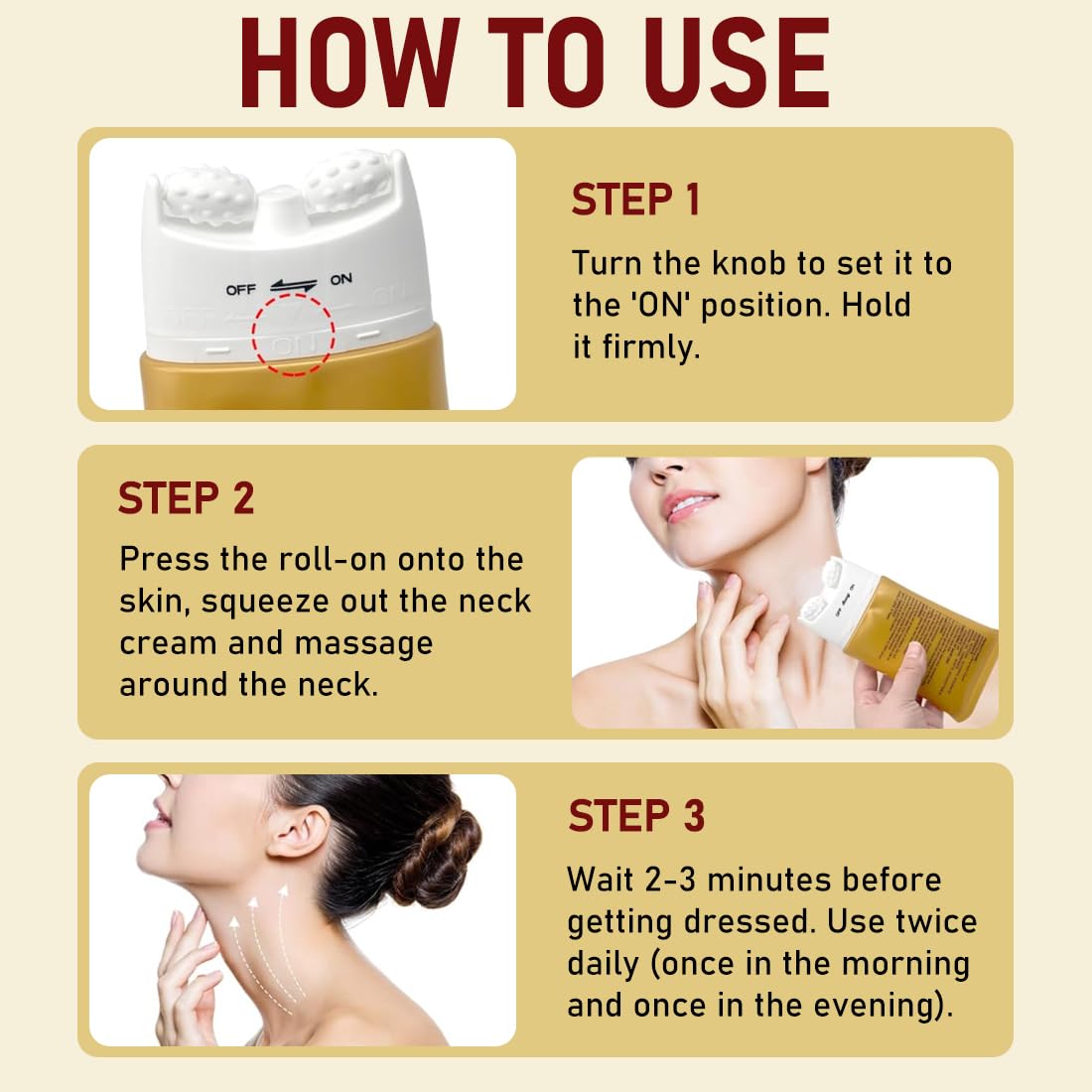 phxdance Ah-8 Firming Neck Cream, Tighten And Lift Neck Cream, Neck Firming Creams with Double Roller Massage, Reduce Wrinkles Fine Lines And Double Chin, Firm And Lift Sagging Skin