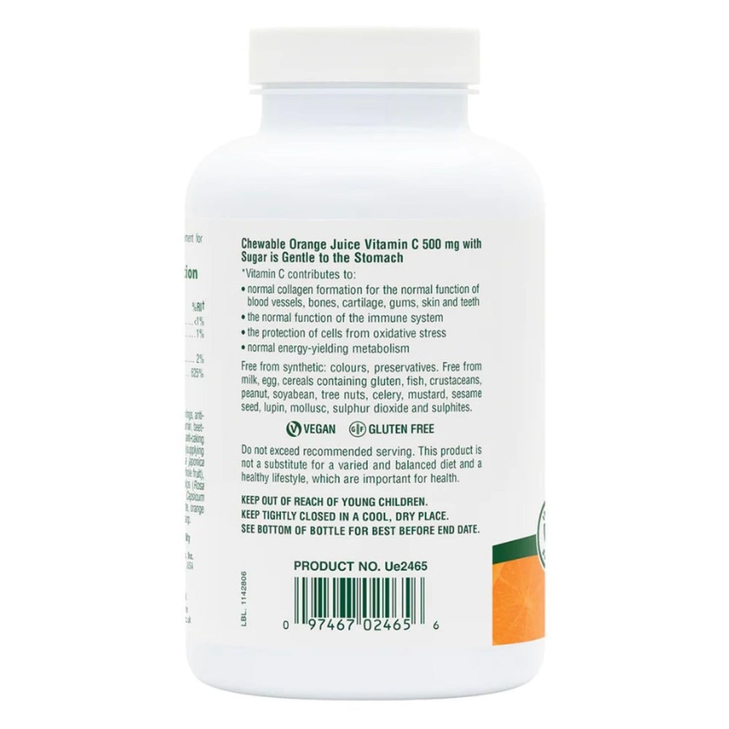 Nature's Plus NaturesPlus Orange Juice Chewable Vitamin C 500 mg - Immune, Skin, Collagen, Antioxidant, Bone, Cartilage Support - Gluten Free, Vegan, 90 Chewable Tablets