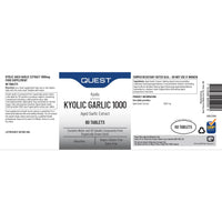 Quest - 45x Kyolic Garlic Tablets. High Strength 1000mg Odourless Aged Garlic Extract for Heart, Immune, Digestive & Cognitive Health. Daily Dietary Supplement. Vegan & Gluten-Free (Pack of 3)