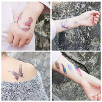 Rosymormor 18 Sheets Glitter Temporary Tattoos for Women Girls, Wings Butterfly Flowers Face Body Shiny Waterproof Stickers Fake Tattoos for Gifts Birthday Party Favors Festival Makeup Halloween