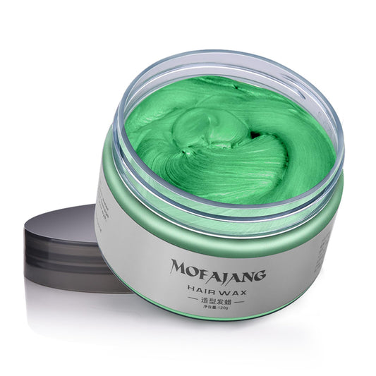 MOFAJANG Hair Colour Wax, 120g Temporary Coloured Hair Paint Wax, Easy Washable Colour Change Hair Dye for Kids,Women,Men(Green)