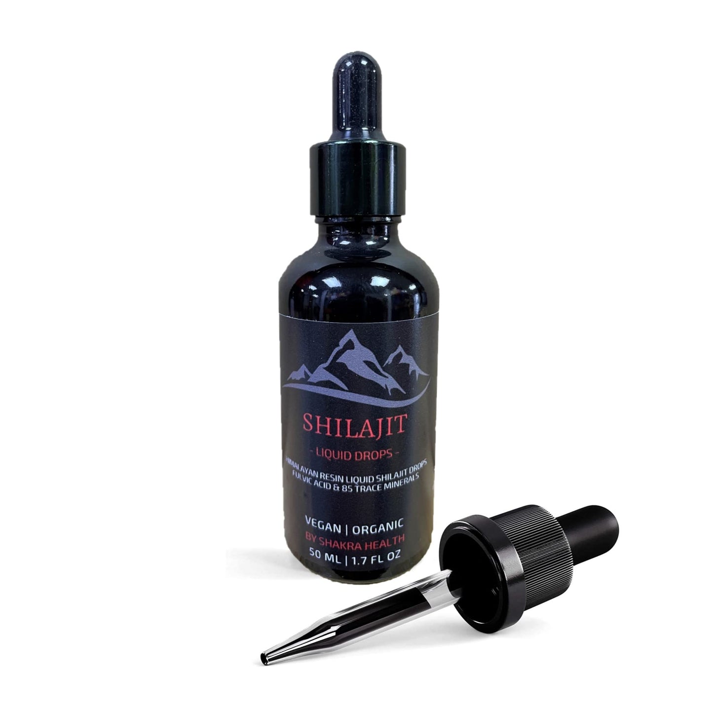 SH SHAKRA HEALTH Himalayan Shilajit Liquid Drops 50ml Potent & Pure with Dropper. Organic, Vegan Fulvic Acid & Natural Trace Mineral Complex for Stamina & Chronic Fatigue