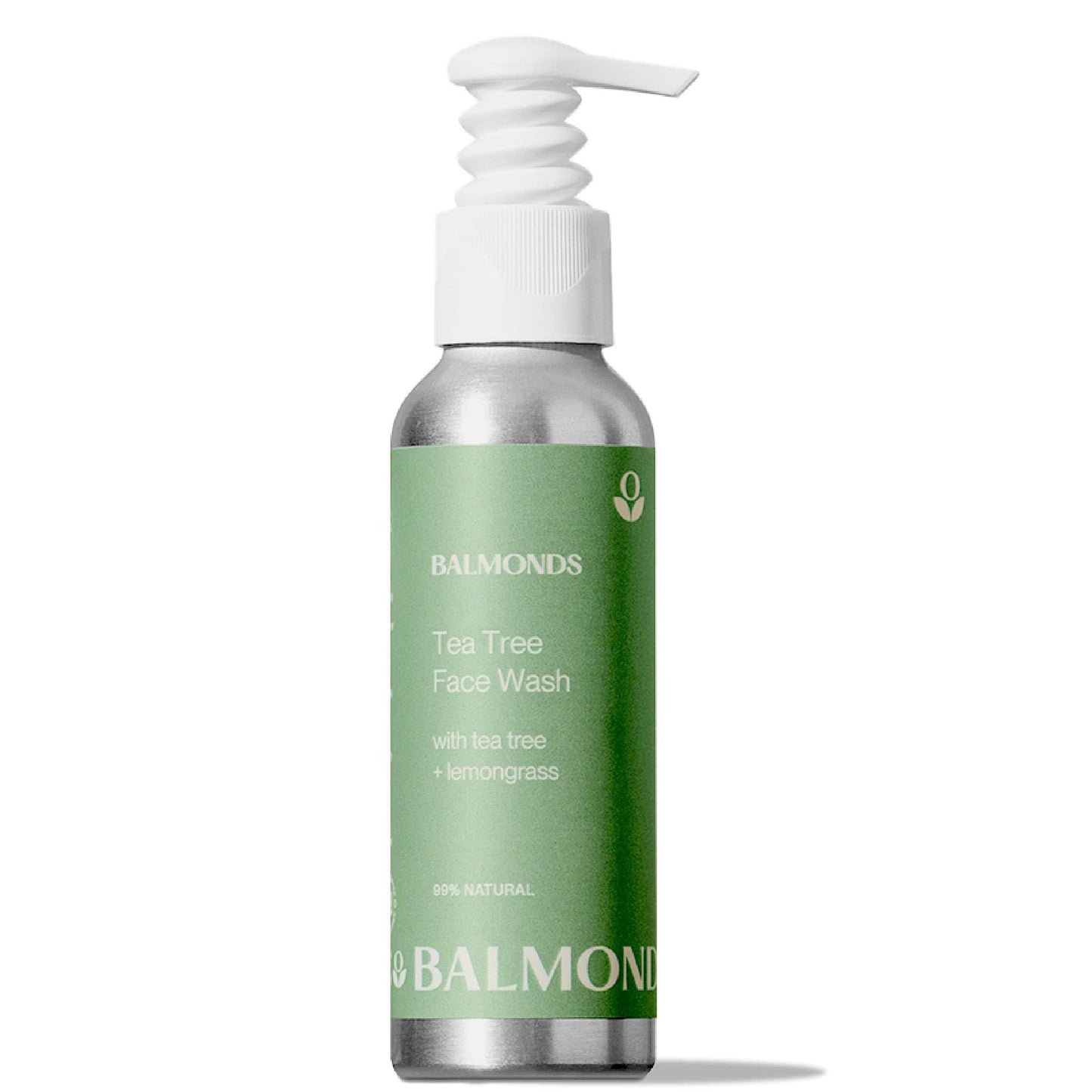 Balmonds Tea Tree Face Wash - 99% Natural Foaming Cleanser with Lemongrass for Sensitive, Breakout-Prone Skin, Vegan, Paraben-Free, 125ml