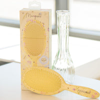 FRAMAR Framar No More Tangles Hairbrush - Detangle Hair Brush for Women, Men & Children, Detangler Hair Brush, Wet Detangle Hair Brush For Curly Hair - Floral Yellow