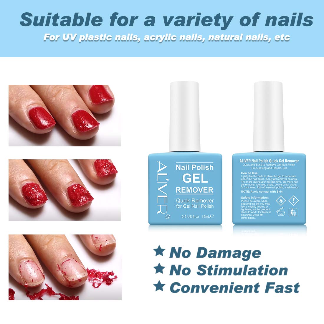 Gel Nail Polish Remover, Nail Polish Remover, Gel Polish Remover For Nails In 2-3 Minutes, Quick & Easy Polish Remover, No Need for Foil, Soaking or Wrapping, 15ml (15 ml (Pack of 1))