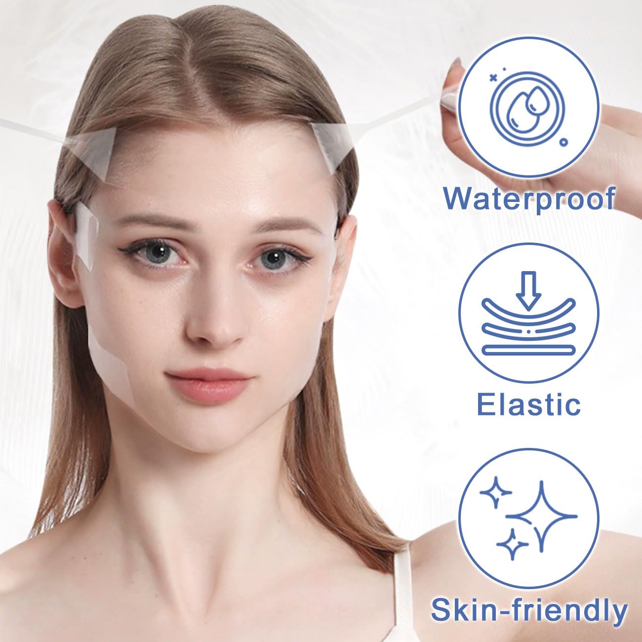 QianDanS 20 Pcs Facelift Tapes, V Face Sticker, Sagging Skin Firming Tapes, Invisible Face Lifting Patches for Tightening Sagging Skin Around Neck, Eyes & Jowl (Clear)