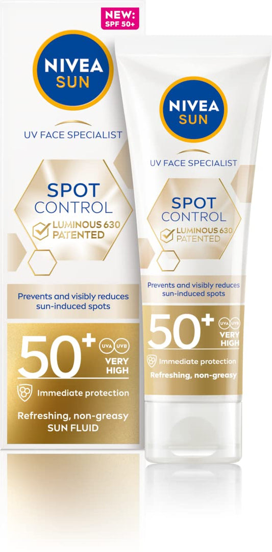 NIVEA Sun UV Face Specialist Dark Spot Control Sun Fluid SPF 50+ (40ml), Protects Against Sun-Induced Dark Spots, with Nivea Luminous 630, Hyaluronic Acid, and Vitamin E