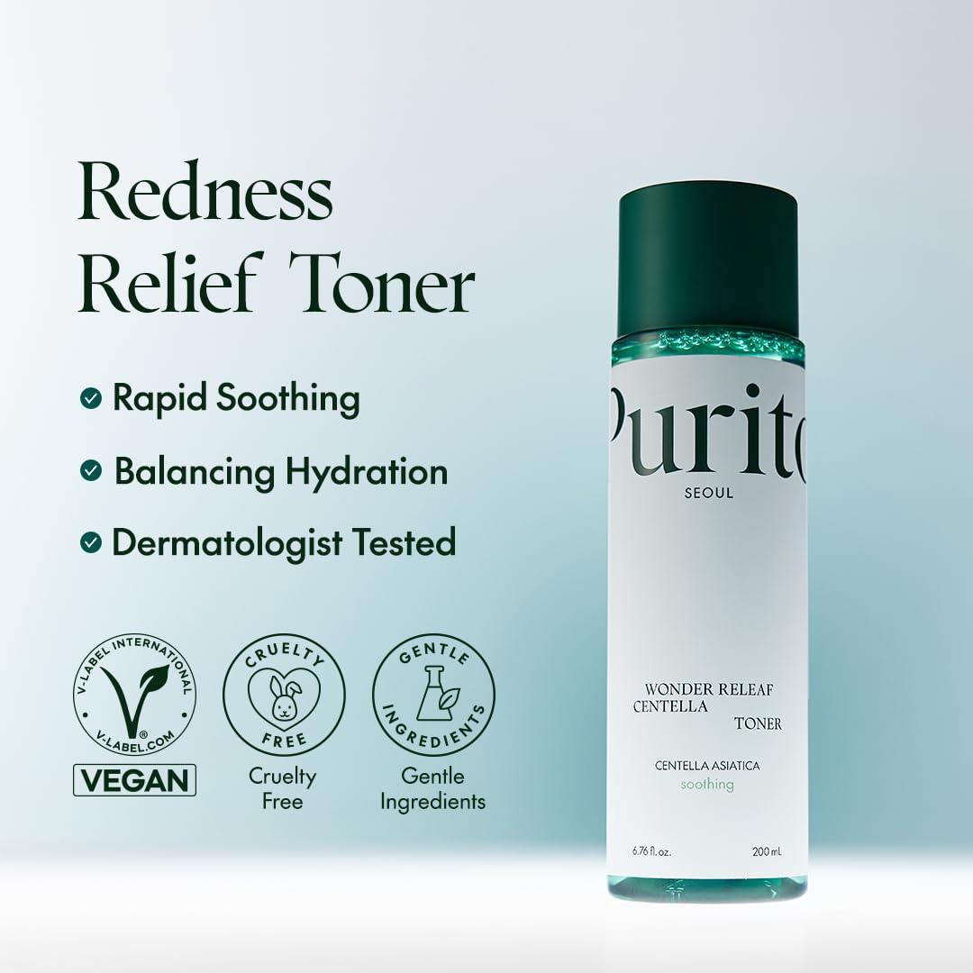 PURITO Seoul Wonder Releaf Centella Toner Korean Centella, Soothing, Hydration, Alchhole-Free Facial Toner for face, K-Beauty, 200ml 6.76 fl.oz