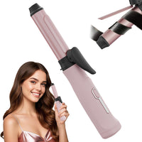 Sadodo Mini Rechargeable Hair Curler,Portable Small 20MM Cordless Curling Wand,Quick Heating,3 Temperature Setting,Negative Ion Hair Care Oil Panel,for Home Travel Office Hair Curling,Styling (Pink)
