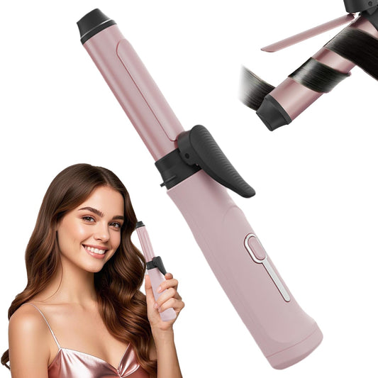 Sadodo Mini Rechargeable Hair Curler,Portable Small 20MM Cordless Curling Wand,Quick Heating,3 Temperature Setting,Negative Ion Hair Care Oil Panel,for Home Travel Office Hair Curling,Styling (Pink)