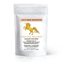 Addictive Wellness Lions Mane Supplement Powder, Premium Quality Lions Mane Mushroom Powder Dual-Extract Nootropic, Sugar Free, Vegan & Paleo Lion's Mane Mushroom Supplement - 1500 mg (100 Grams)