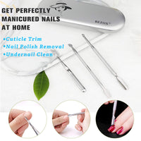 BEZOX Professional Cuticle Pusher 3pcs, Premium Stainless Steel Cuticle Trimmer UV Gel Polish Remover - Cuticle Removal Fork Nail Art cleaner Trimmer