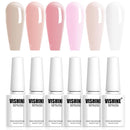 Vishine Nude Gel Polish Kit, Sheer Milky Pink Jelly Transparent Gel Nail Polish UV LED Gel Nail gel Polish Varnish Nail Art DIY Saon 6Pcs 8ML