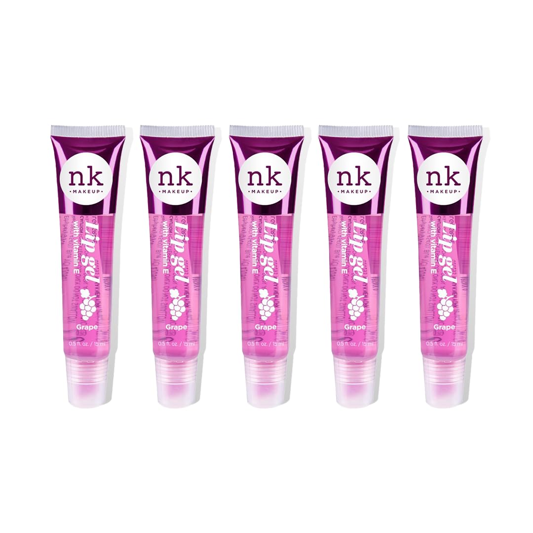 Nicka K NK lip gloss gel 15ml Vitamin E, Shiny, Nourishes, Lip gel (Grape, Pack Of 5)