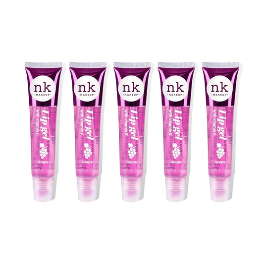 Nicka K NK lip gloss gel 15ml Vitamin E, Shiny, Nourishes, Lip gel (Grape, Pack Of 5)