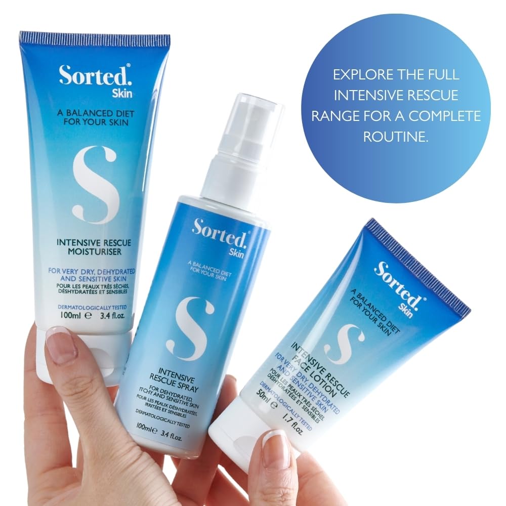 S SORTED Sorted Skin Intensive Rescue Moisturiser, Perfect for Dry, Dehydrated & Sensitive Skin, Intensive Hypoallergenic Body Moisturiser, Suitable for all Skin Conditions 1 x 100ml