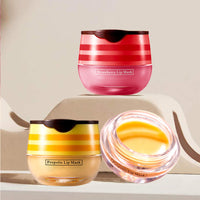 GEEWHILE Lip Sleeping Mask Lip Mask Skincare Lip Balm Set,2 Pcs Honey+Strawberry Bee Balm Moisturizing Lip Mask for Day&Night Lip Care,Repair,Prevent Dry Crack,Lip Line Reducing,Clearing Dead Skin