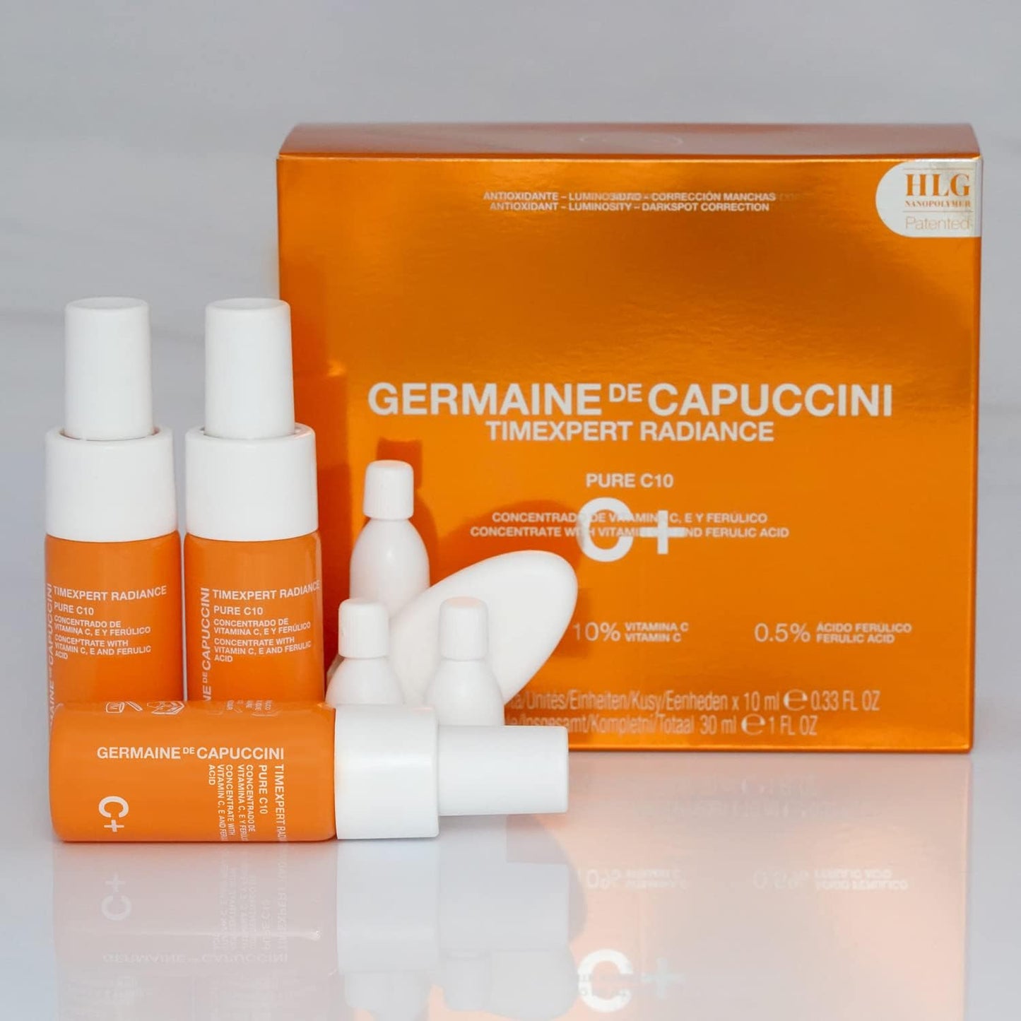 Germaine De Capuccini - Timexpert Radiance C+ | Serum Concentrate Vitamins C, E and Ferulic - Light Serum for Stretched and Disabled Skin - 3 X 10 Ml| Brighten Skin While Filling In Those Fine Lines