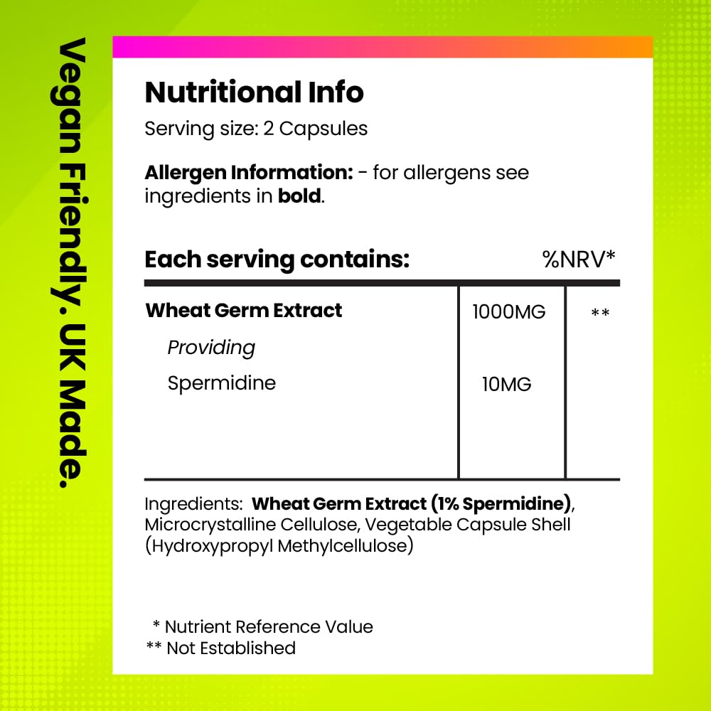 Spermidine 10mg | Anti-Ageing Supplement | 120 Vegan Capsules | 2-Month Supply | High Strength Wheat Germ Extract | Supports Healthy Cell Function, Wrinkle Reduction & Thicker Hair Growth | Fitimins