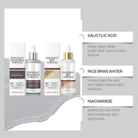 MEITREND Peel Shot Glow Rice Ampoule Duo, White & Black Rice Face Exfoliator Pore Minimizer, Gentle Soft Facial Scrub Exfoliator, Blackhead Remover, Acne Treatment, and Smooth Skin(30ml & 30ml)