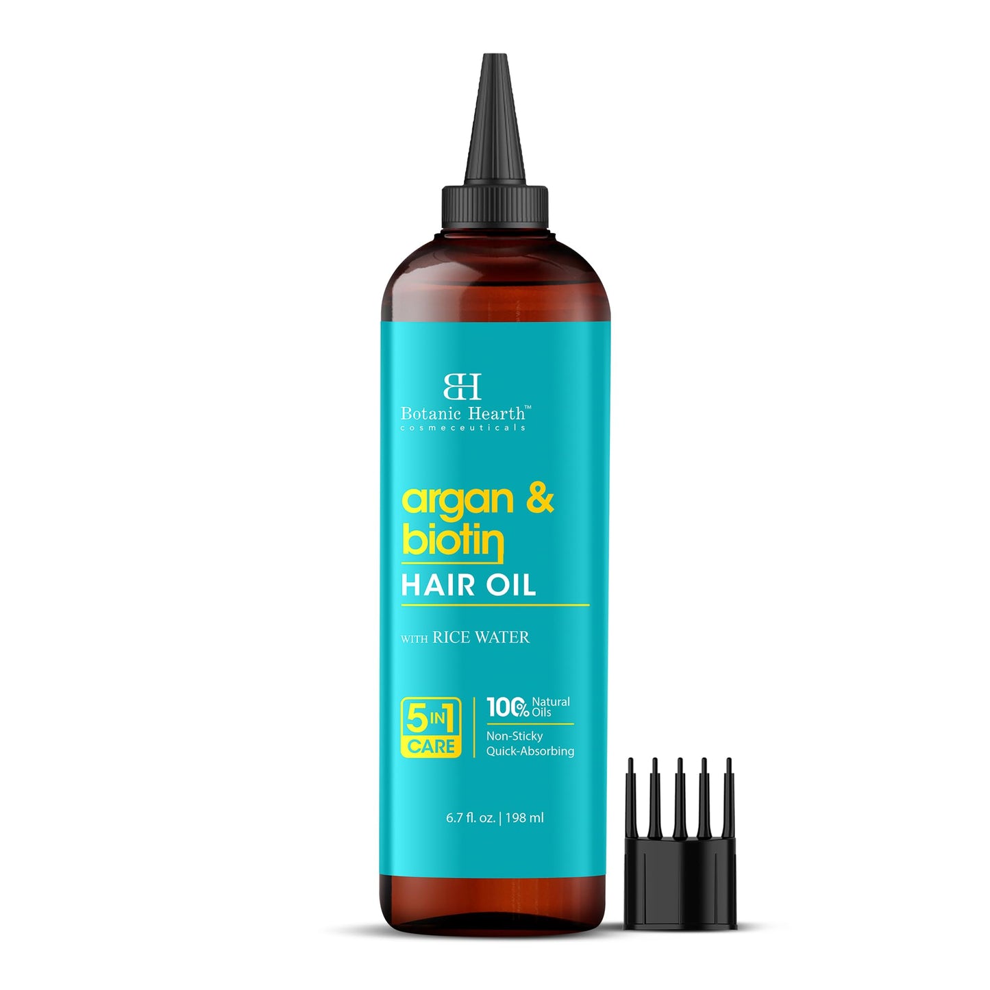 Botanic Hearth Argan & Biotin Hair Oil - 6.7 fl oz - Strengthening and Nourishing Hair Treatment for Thicker, Fuller-Looking Hair - Paraben Free - For All Hair Types