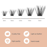 Higu clace Lash Clusters DIY Eyelash Extensions 144 Pcs Cluster Eyelash Extensions 8-16mm Cluster Lashes C Curl Thin Stem Lash Clusters Reusable Makeup for Self-application (Volume-Big C 8-16mm)