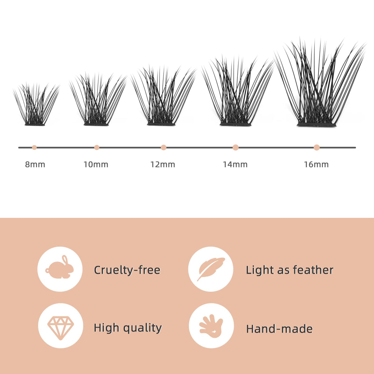 Higu clace Lash Clusters DIY Eyelash Extensions 144 Pcs Cluster Eyelash Extensions 8-16mm Cluster Lashes C Curl Thin Stem Lash Clusters Reusable Makeup for Self-application (Volume-Big C 8-16mm)