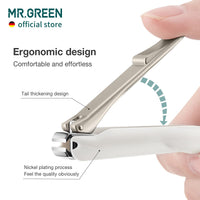 MR.GREEN Nail Clippers Anti Splash Fingernail Cutter Stainless Steel Manicure Tools Nail Scissors Detachable Design Nail Trimmer (Medium+Glass File)