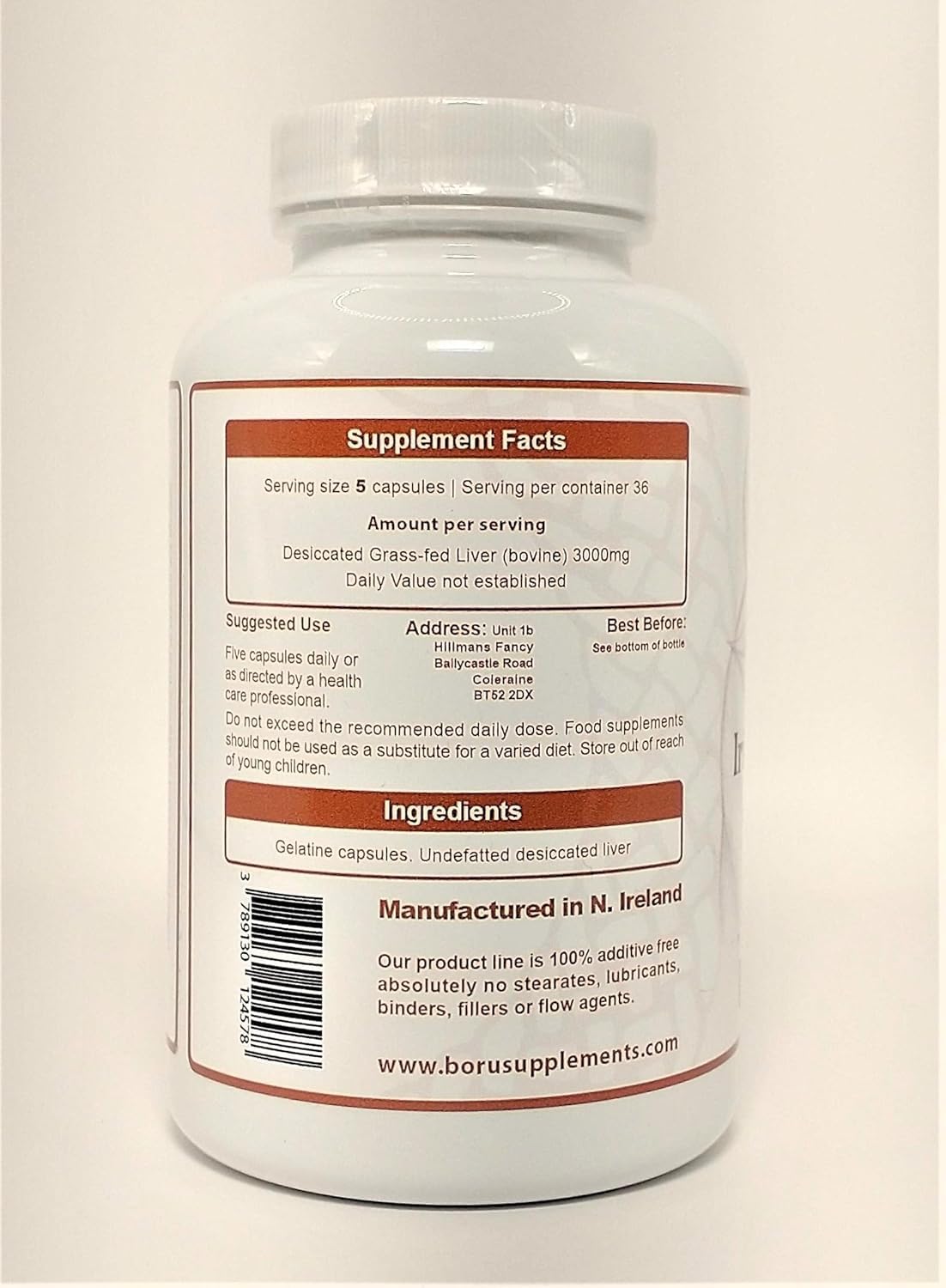 Boru Supplements Boru Organic Grass Fed Irish Beef Liver Capsules (180 Capsules) Organically Reared