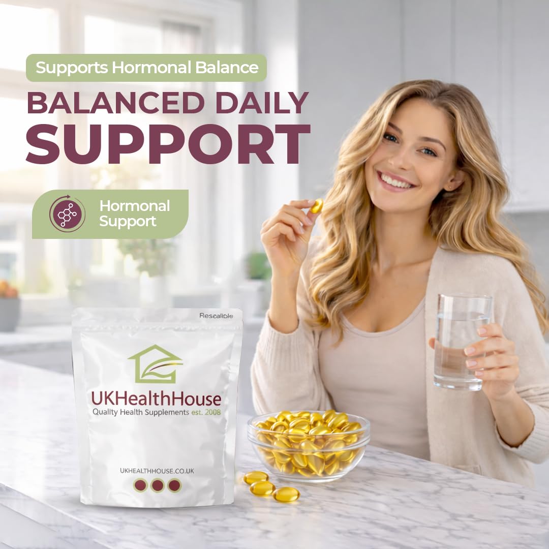 UKHealthHouse Evening Primrose Oil – EPO Capsules, 1000mg x 60 Softgels – High Strength Omega 6 GLA Content – Great for Skin, Immune System, Hormonal Pain, Hot Flushes & Women’s Health