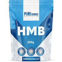 HMB Powder | HMB Beta-Hydroxy Beta-Methylbutyrate Supplement | Suitable for Vegans and Vegetarians | No Artificial Preservatives | Resealable and Recyclable Pouch by Pure Source Nutrition (250g)