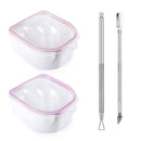 Yokilly Nail Soaking Bowl,2PCS Soak Off Gel Polish Dip Powder Remover Manicure Bowl with Triangle Cuticle Peeler and Stainless Steel Cuticle Pusher Nail Art Tool (Pink)